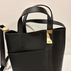Elegant Black Leather Tote Bag 100% Cow Leather